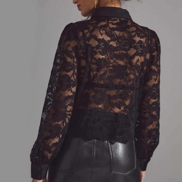HTF Anthropologie Sheer Lace Blouse - Picture 2 of 6